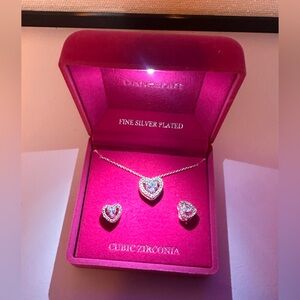 Danecraft fine silver plated heart-shaped necklace and matching earrings set